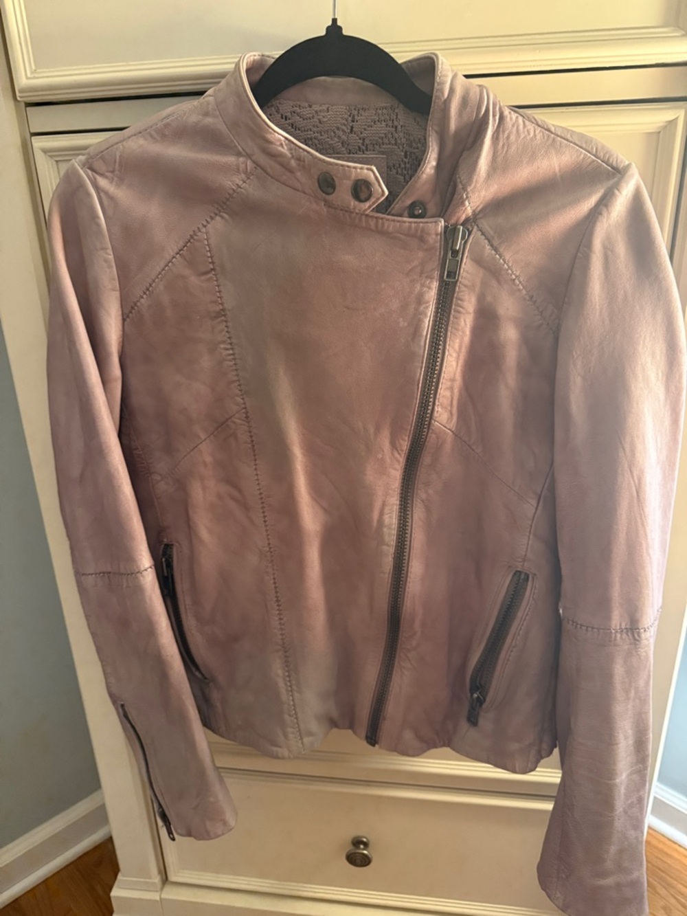 Free People Dusty Rose Leather Moto Jacket